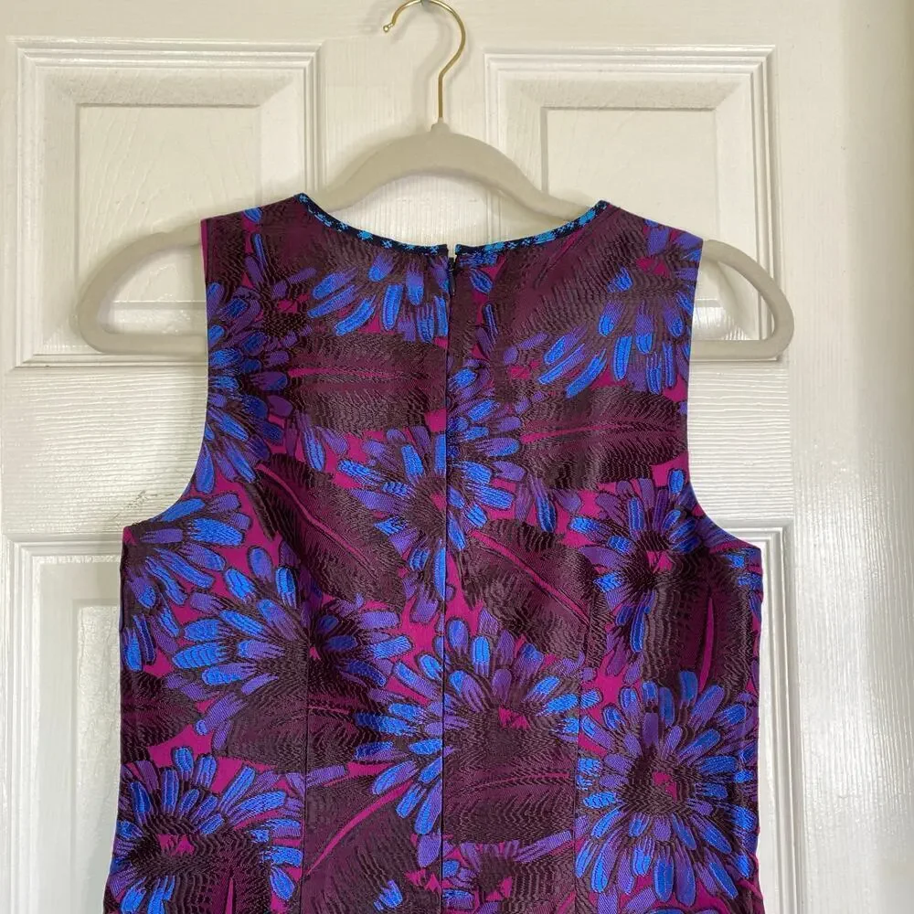 J. CREW Midnight Floral Jacquard Shift Dress Brocade Ornate Dark Floral Size 00